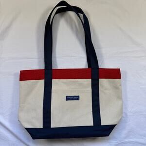Vineyard Vines Custom Collection Boat Tote Canvas Bag, EUC, red/blue